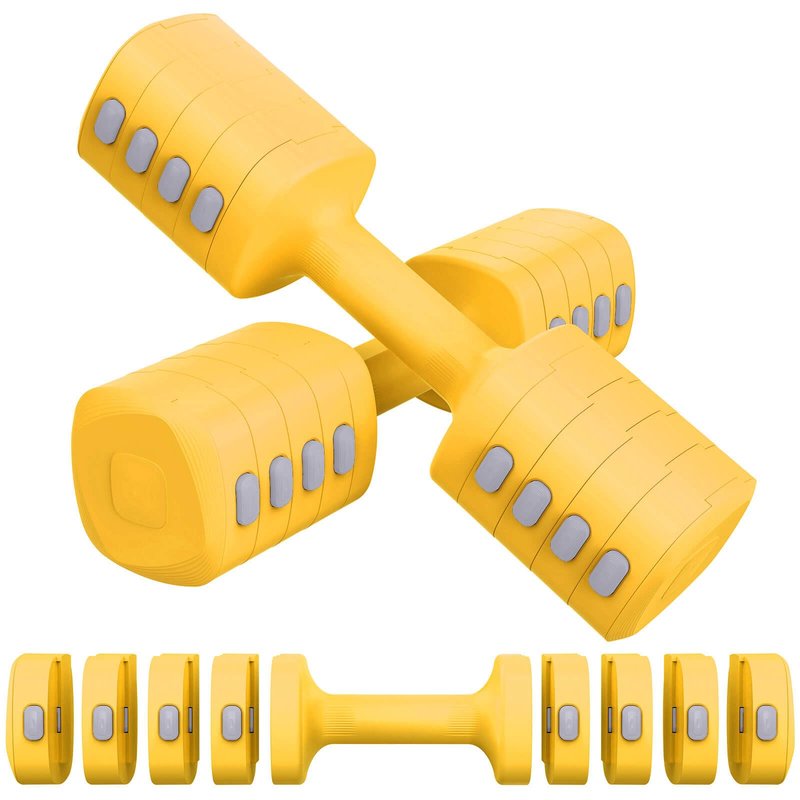 Hezeyferg Adjustable Dumbbell Set, Total 13.2LB Weights Dumbbell Set with Each 5 Levels 2.2lb/3.3lb/4.4lb/5.5lb/6.6lb, Hand Weights for Women/Men Home Office Gym Full-Body Workout (Yellow)