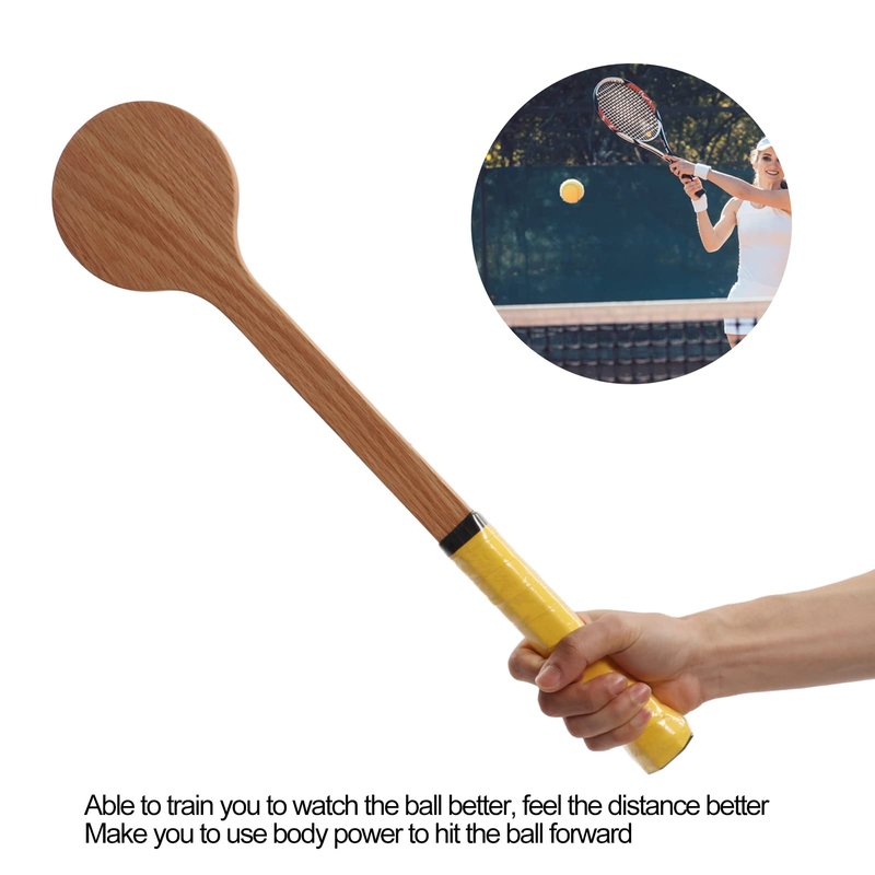 Cryfokt Wooden Tennis Spoon Sticking Practice Tennis Racket Accurately Tennis Pointer Improve with Storage Bag for Sports Swing Practice Training Aid(55cm)