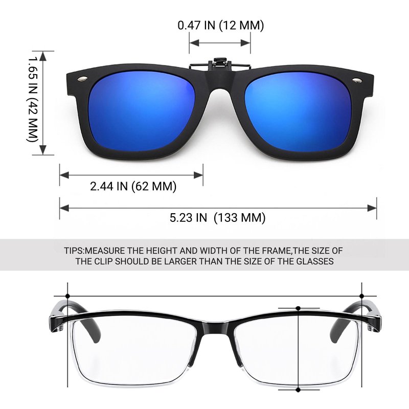 TERAISE Polarized Clip-On Driving Sunglasses with Flip Up Function-Suitable for Driving Fishing Outdoor Sport