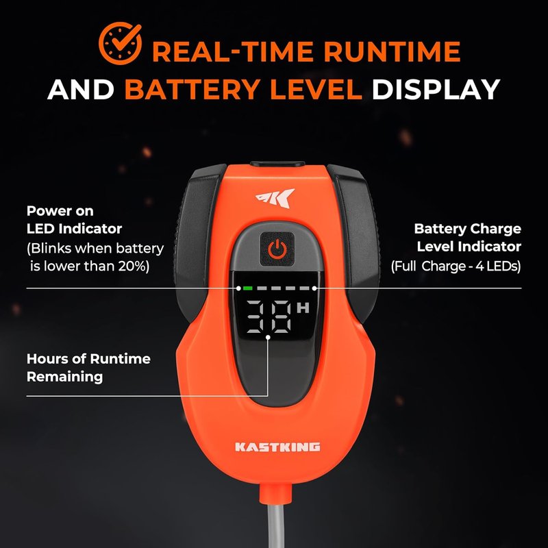 KastKing Li3 Rechargeable Live Bait Aerator - Lithium-Ion Battery, LCD Display, Large Aeration Stone | Ideal for Fishing & Bait Buckets