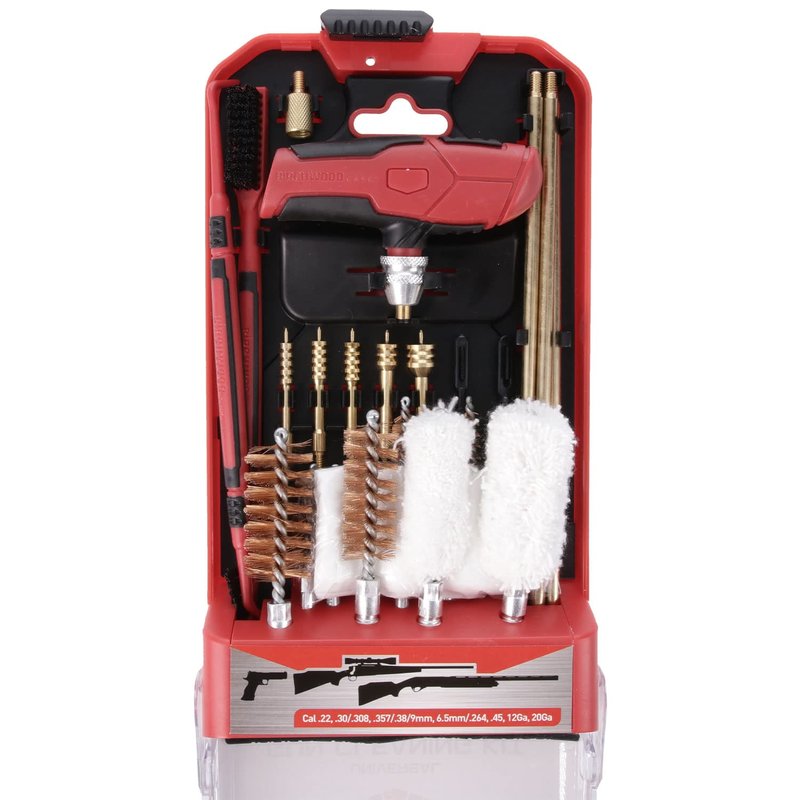 Birchwood Casey Universal Gun Cleaning Kit | Durable Versatile Gun Maintenance Cleaning Tools Set of 22 | Brushes, Mops, Jags, Patches, Rod, T-Handle, Magnetic Strip & Case Included