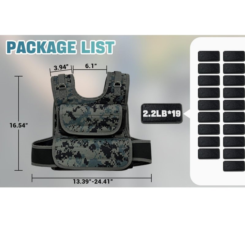 Adjustable Weighted Vests for Men, 44LB Adjustable Weight Vest with 19 Cast Iron Weights for Strength Training