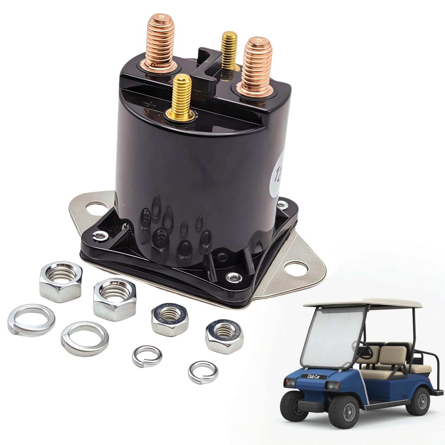 GFHUREB 1013609 12V Golf Cart Solenoid for 1984-up Club Car DS and 2004-up Club Car Precedent Gas Golf carts,Replace OEM 1013609、1117 、1012275、435-154、LPL6003
