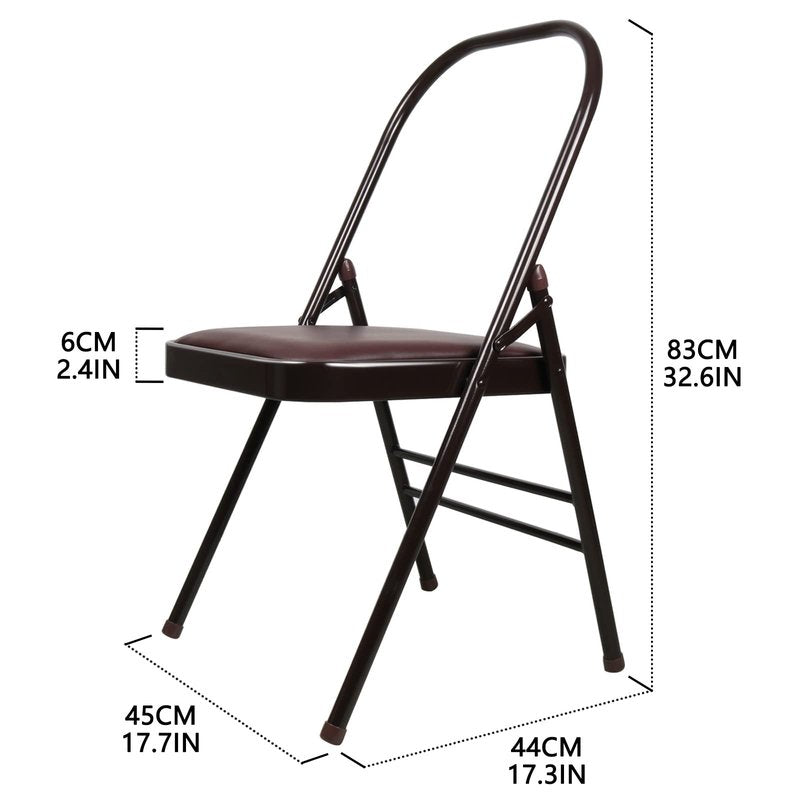 Yoga Chair Set Yoga Auxiliary Chair Flexibility Strength Training Tool, Foldable Yoga Chair for Balance Training, with Figure S Resistance Belt, Chair Leg Cap, Brown