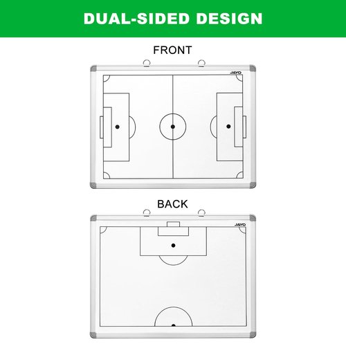 JAYO 18" x 24" Portable Soccer Tactic Board Double Sided Tactics White Board with Soccer Full Pitch on The Front Side Half Pitch on The Back Side Coaching Equipment Deluxe Carrying Bag Included