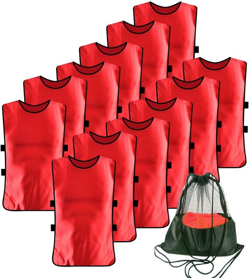 Soccer Scrimmage Vests - 12 Pack Practice Jerseys for Adults & Youth | Lightweight & Breathable