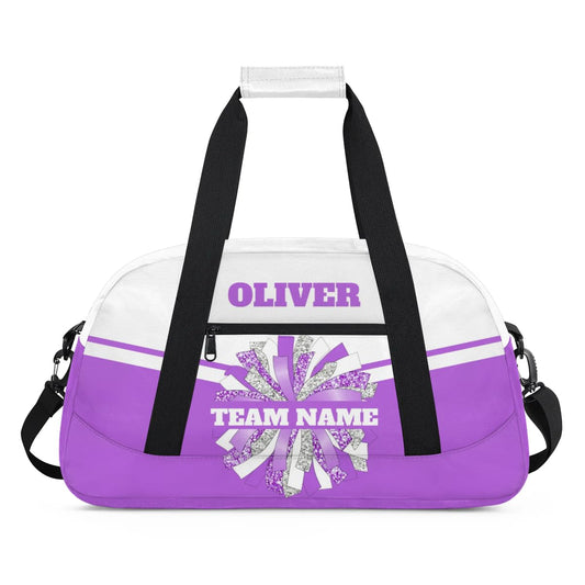 Personalized Cheerleader Bag Dance Bag for Girl, Custom Team Bag Gym Bag Sport Duffel Bag, Weekender Bags Travel Bag for Cheer Team Purple Sliver Glam