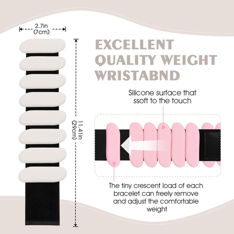 Wrist Weights, Wrist and Ankle Weights for Women and Men(1Lbs Each), Adjustable 2lb Wearable Silicone Weighted Bangles, Fits for Yoga, Pilates, Home Gym, Dance, Swimming, Jogging, Cardio, Strength Training (White)