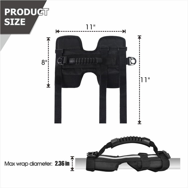 Folding Handle Strap for Scooters – Universal Oxford Cloth Hand Carrier with Adjustable Shoulder Strap, Rubber Handle & Triple (Black)