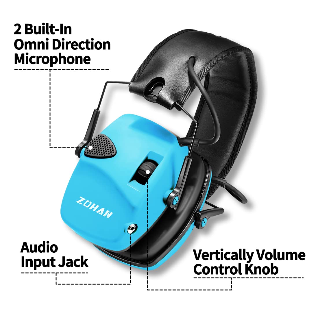 ZOHAN EM054 Electronic Shooting Ear Protection with 4X Sound Amplification, Slim Active Noise Reduction Earmuffs for Gun Range