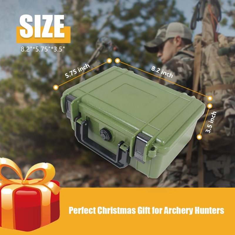 Archery Broadhead Case - Durable Green ABS Hunting Accessory for 28 Broadheads