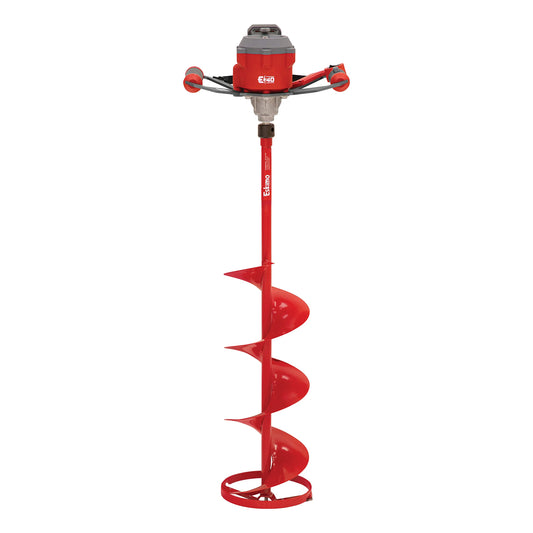 Eskimo E40 10-Inch Electric Ice Auger, Full Power 40V Lithium, Steel Bit, Lightweight Powerhead, Turbo Cutting System Multi-Edge Blades, Red, 45800