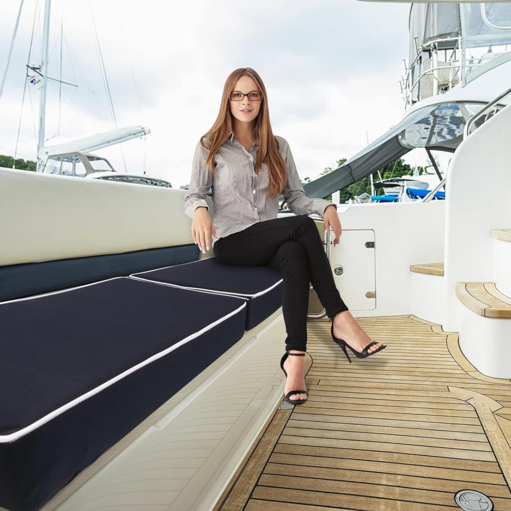 Boat Seat Cushion, Waterproof PU Leather Boat Bench/Seat Cushions, High Density Thick Sponge Bench Cushion, Removable Boat Seat Mat Soft(Length 56" x Width 15.6" x Height 2.8")