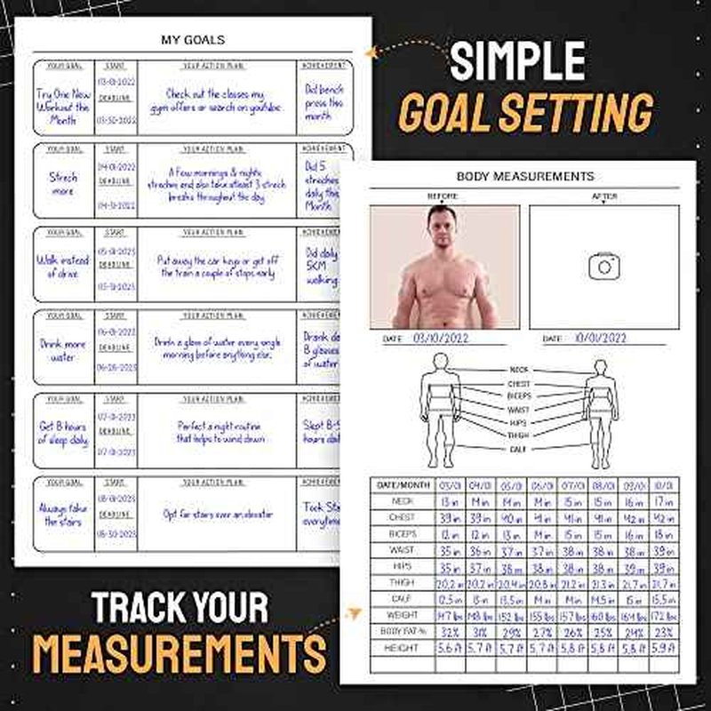 Nextnoid Hardcover Fitness Journal Workout Planner for Men & Women - A5(5.7" x 8.3") Sturdy Workout Log Book to Track Gym & Home Workouts