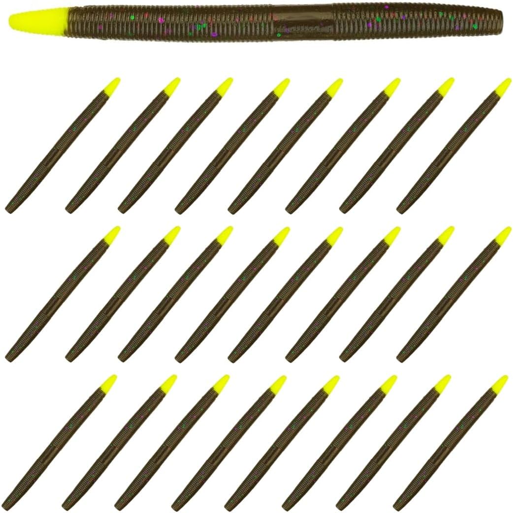 Wacky Worms Soft Plastic Fishing Baits - Durable 5.5in Lures for Bass | 24 Pack