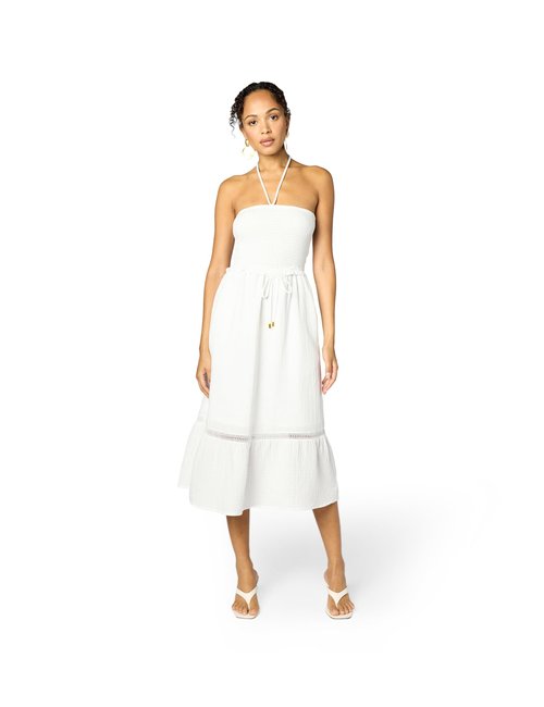 La Blanca Womens Tie Front Dress Swimsuit Swimwear Cover Up, White//Seaside Covers, Small US