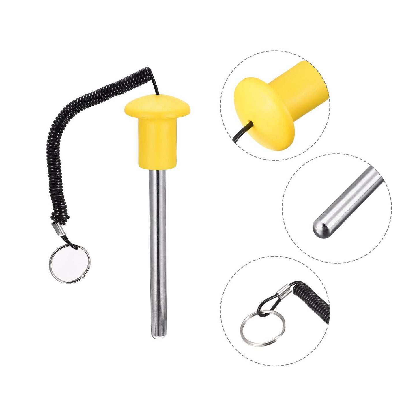 uxcell 10mm x 105mm Weight Stack Pin with Pull Rope Magnetic Strength Training Equipment Accessories for Fitness Training Yellow 2pcs
