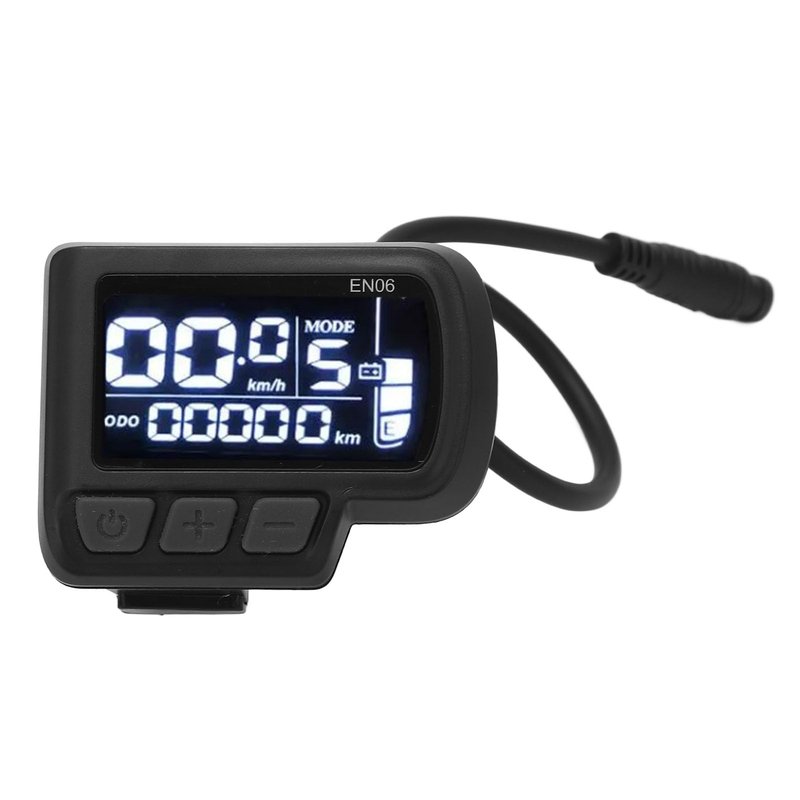 Drfeify EN06 LCD Electric Bike Display Meter with Connector for 22.2mm Handlebar Bike Speed Meter with Light Connector 6pin Wire 24V 36V 48V 60V