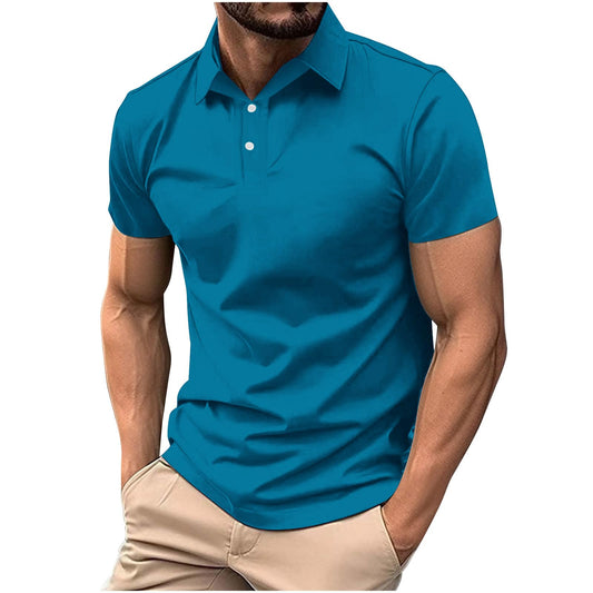 Generic Classic Polo Shirts for Men Casual Premium Short Sleeve Fitted Golf Tshirt Summer Business Collared Work Tops Lightweight Tee Sky Blue, Medium