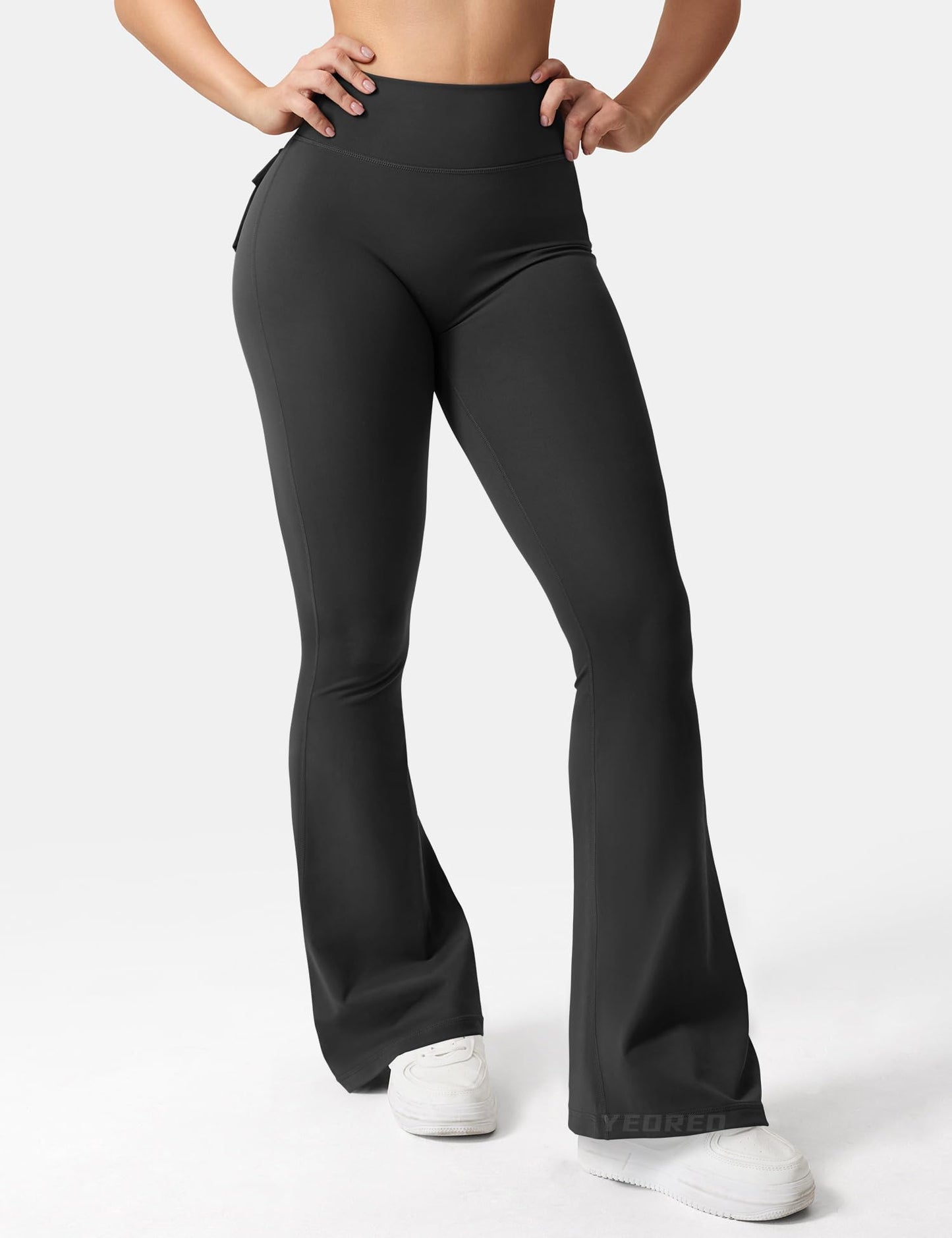 YEOREO CoreFlex Flare Leggings with Pockets for Women Scrunch Workout Pants