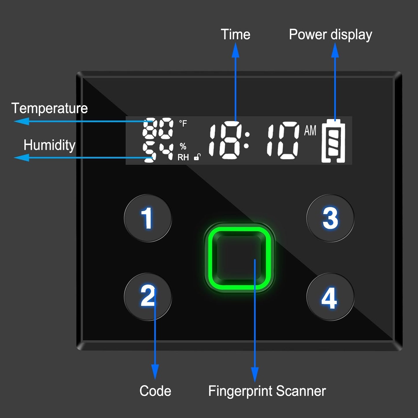 Biometric Handgun Safe - LCD Screen for Temperature, Humidity & Time | Nightstand, Desk, Wall, Truck Use