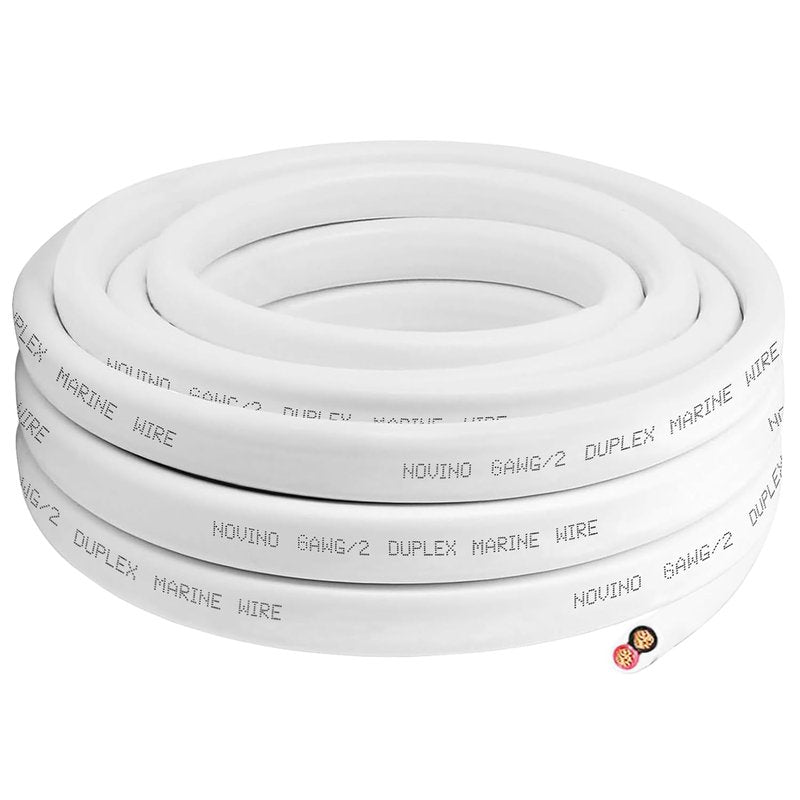 6 AWG Duplex Marine Grade Wire - 40ft Tinned Copper Electrical Cable for Boat, RV & Trailer