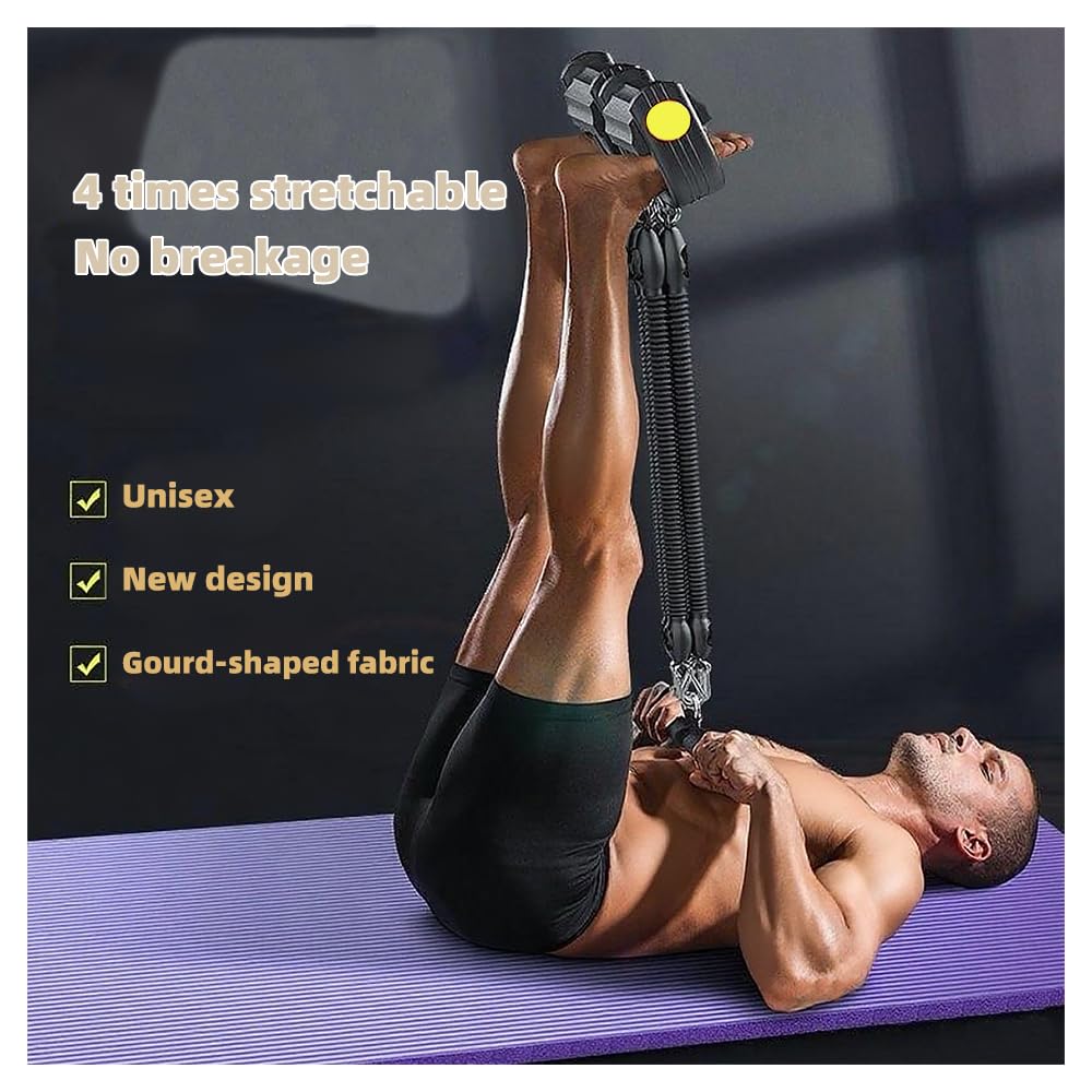 ULAKLU Multifunction Tension Rope Set,Upgraded Smart Stirrup Puller-Adjust Sit Up Bar-Pedal Puller Tensioner Workout Bands Resistance with Abdomen/Waist/Leg/Hips/Chest/Back (4 Ropes)