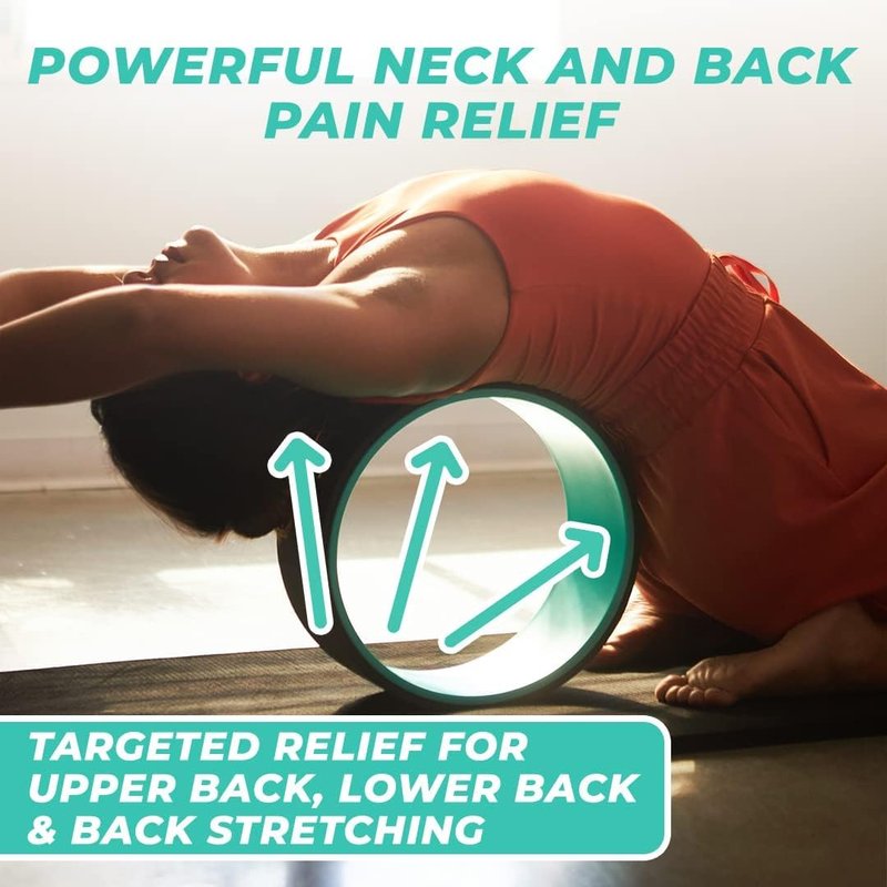 Yoga Back Roller - Yoga Wheel for Stretching and Back Pain Relief - Back Stretcher - Foam Roller - Best Balance Accessory for Stretching - Thick Padding for Comfort - Improve Flexibility (Gray)