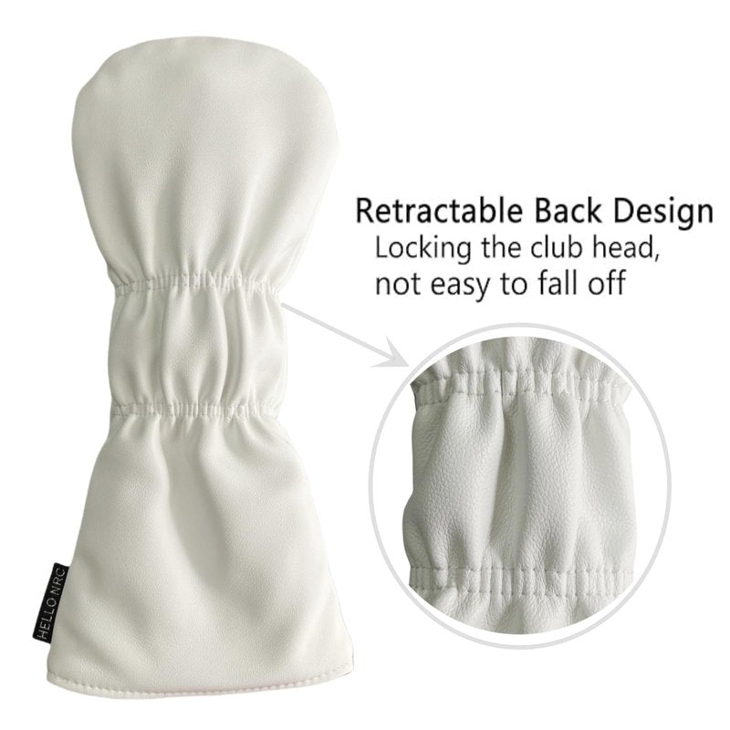 White Golf Club Headcover 3 Wood Headcover Hybrid Head Covers Skulls Embroidery Premium Leather Driver Fairway Wood Hybrid Head Cover (1pc for Hybrid)