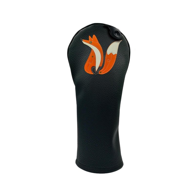 Fox PU Leather Golf Club Covers Driver Headcovers Fairway Woods Hybrid Protector with Interchangeable Number Tag