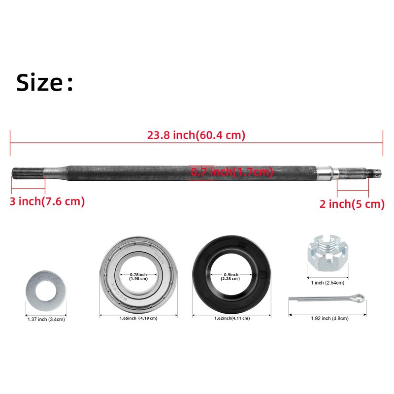 Roykaw Rear Axle Shaft with Bearing Seal Kit for 1994-up Electric TXT/Medalist, 2005-up 4/6 Passenger Shuttle, ST Express, ST Sport, Replaces OEM # 20377-G11, Driver Side, 23-7/8" Length