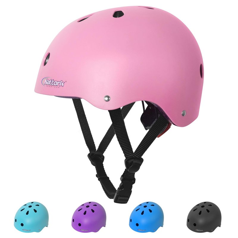 MammyGol Girls Bike Helmet Kids Skateboard Helmets Adjustable Multi-Sport Protective Gear Set Lightweight Helmet Boys Toddler for Skate Scooter Ages 9-12 (Pink)