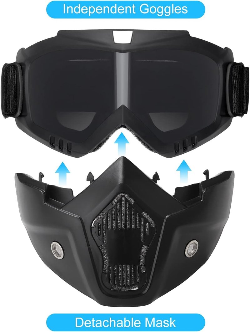 HISTOEG Airsoft Helmet and Face Mask, Airsoft Full Face Mask, Color Bullet PJ quick Helmet with Detachable and Adjustable Goggles, Front NVG Bracket and Side Rails, Medium, Black