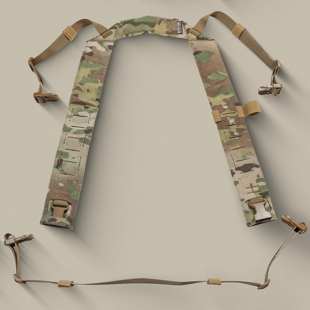 ACETAC Multi-Mission Laser-Cut Shoulder Strap Waist Strap H-Harness for Chest Rig Compatible w/Spiritus Systems Micro MK4/MK5 Haley Strategic D3CR Placard (Splatter)