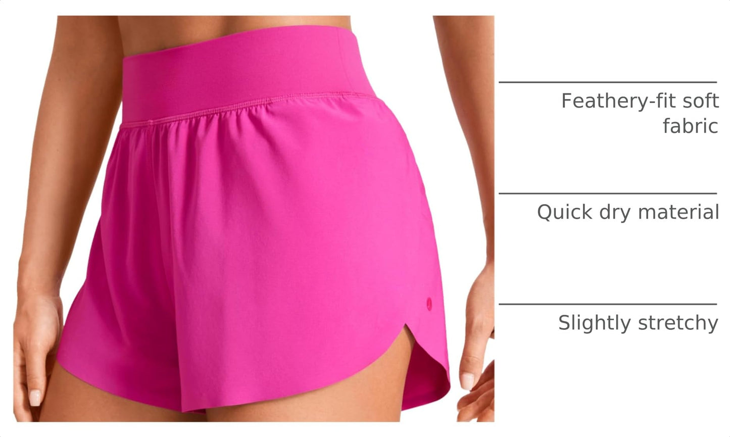 CRZ YOGA High Waisted Split Running Shorts 3" Hibiscus Purple Medium