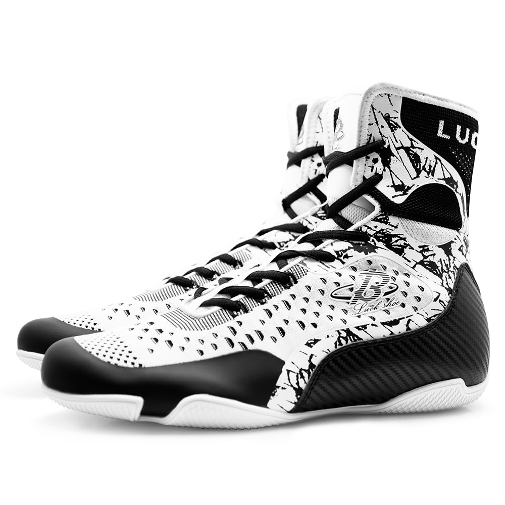 B LUCK SHOE Boxing Shoes for Men Breathable Wrestling Shoes High Top Fitness Sneakers Fighting Shoes Black