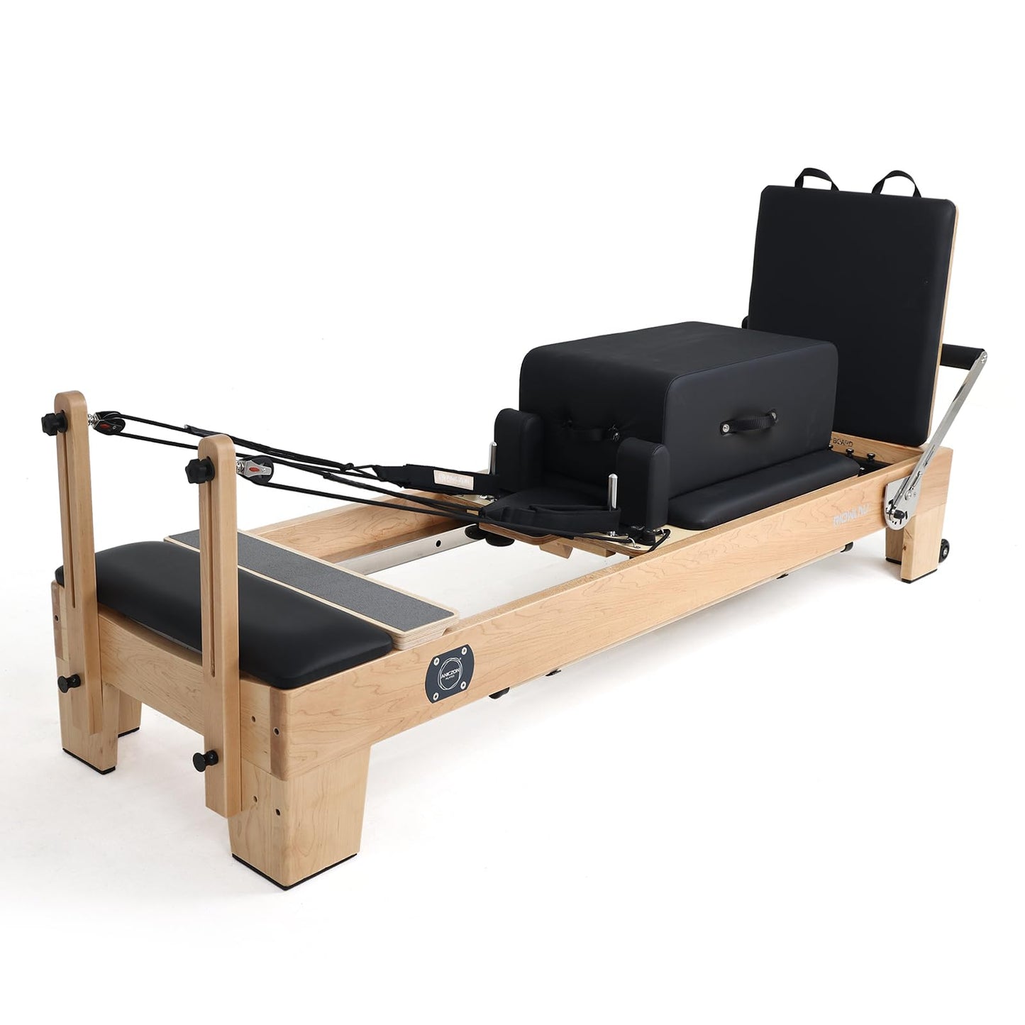 Pilates Reformer, Pilates Reformer Mchine with Accessories, Pilates Equipment for Home and Studio, Reformer Box, Padded Jump Board, Black Ultrafine Leather