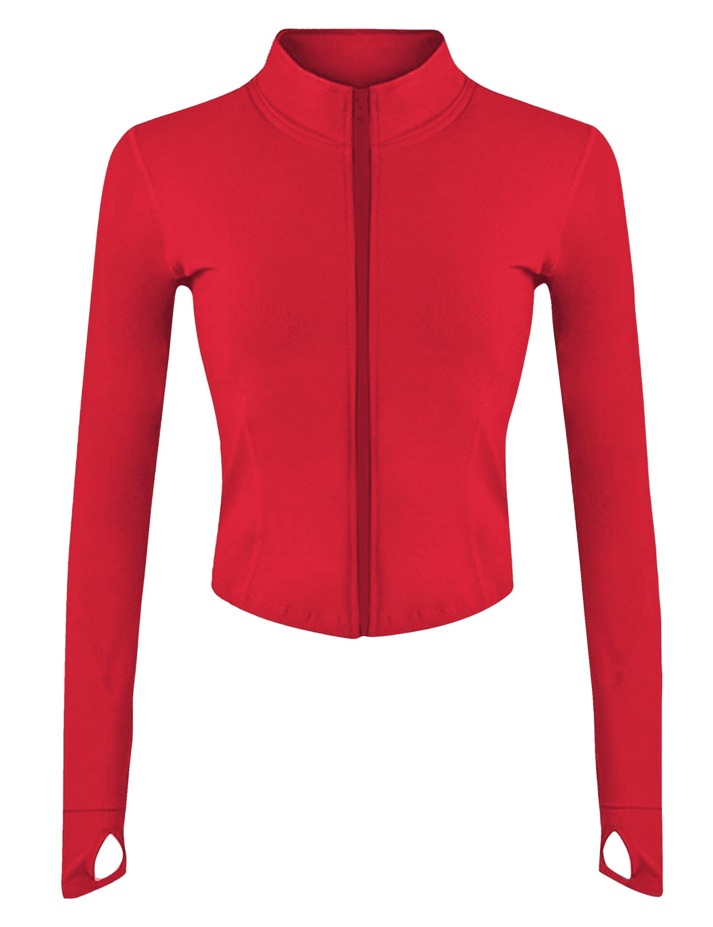 Lviefent Womens Lightweight Full Zip Running Track Jacket Workout Slim Fit Yoga Sportwear with Thumb Holes (DeepRed-M)