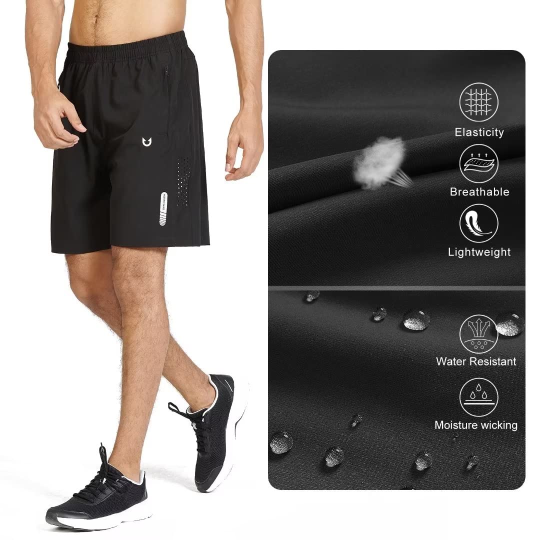 NORTHYARD Men's Athletic Running Shorts Quick Dry Workout Shorts 7"/ 5"/ 9" Lightweight Sports Gym Basketball Tennis Hiking Exercise Black XS