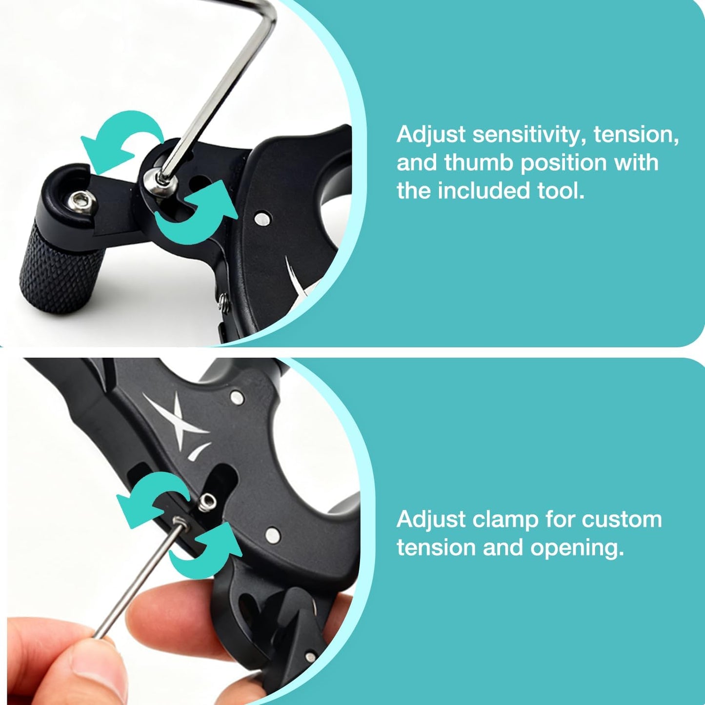 Archery Compound Bow Release Aid - Adjustable 3/4 Finger Aluminum Trigger with Wrist Strap | Ideal for Adults & Youth