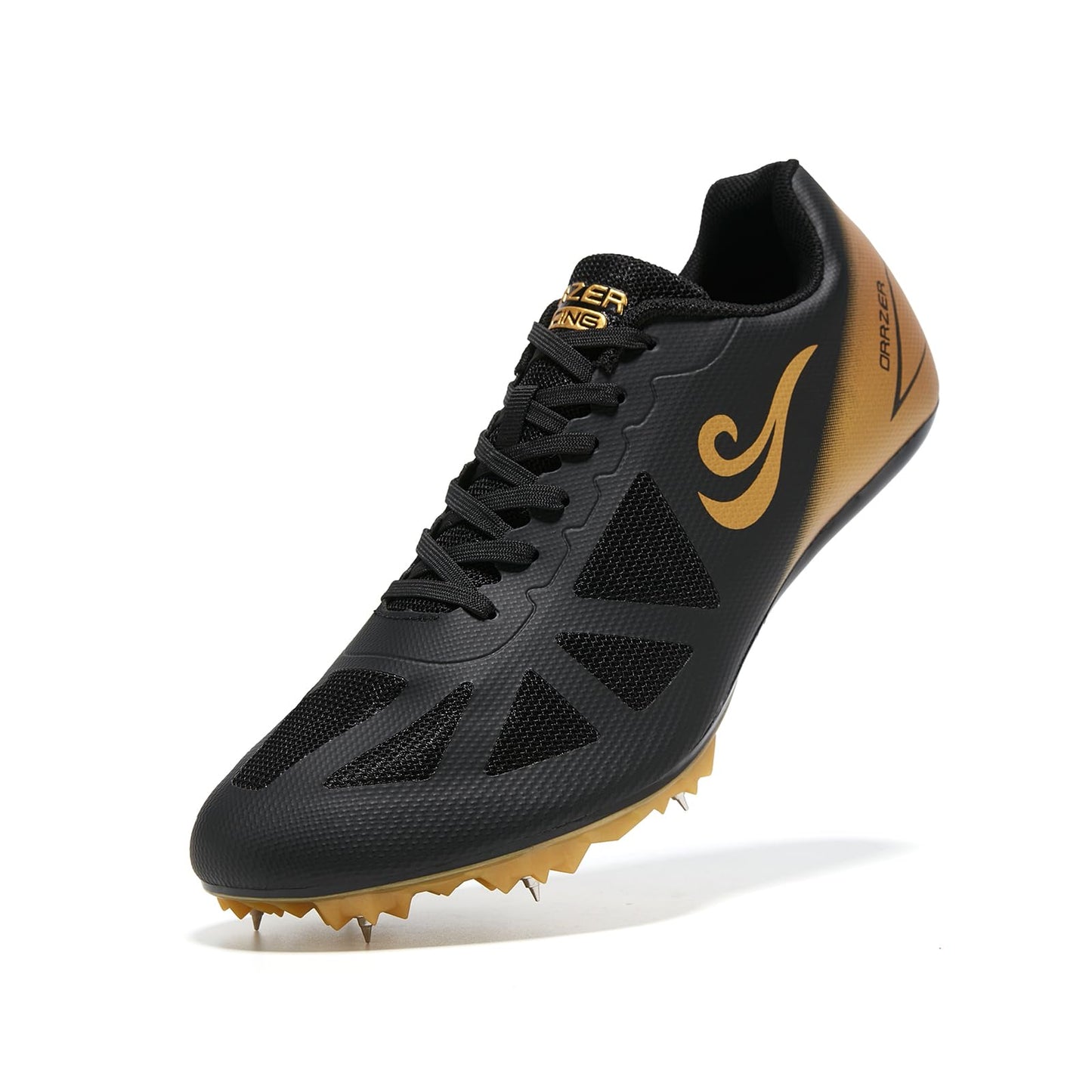 ORRZER Men's Track and Field Spikes Shoes for Women Lightweight Running and Jumping Sneakers Black/Gold