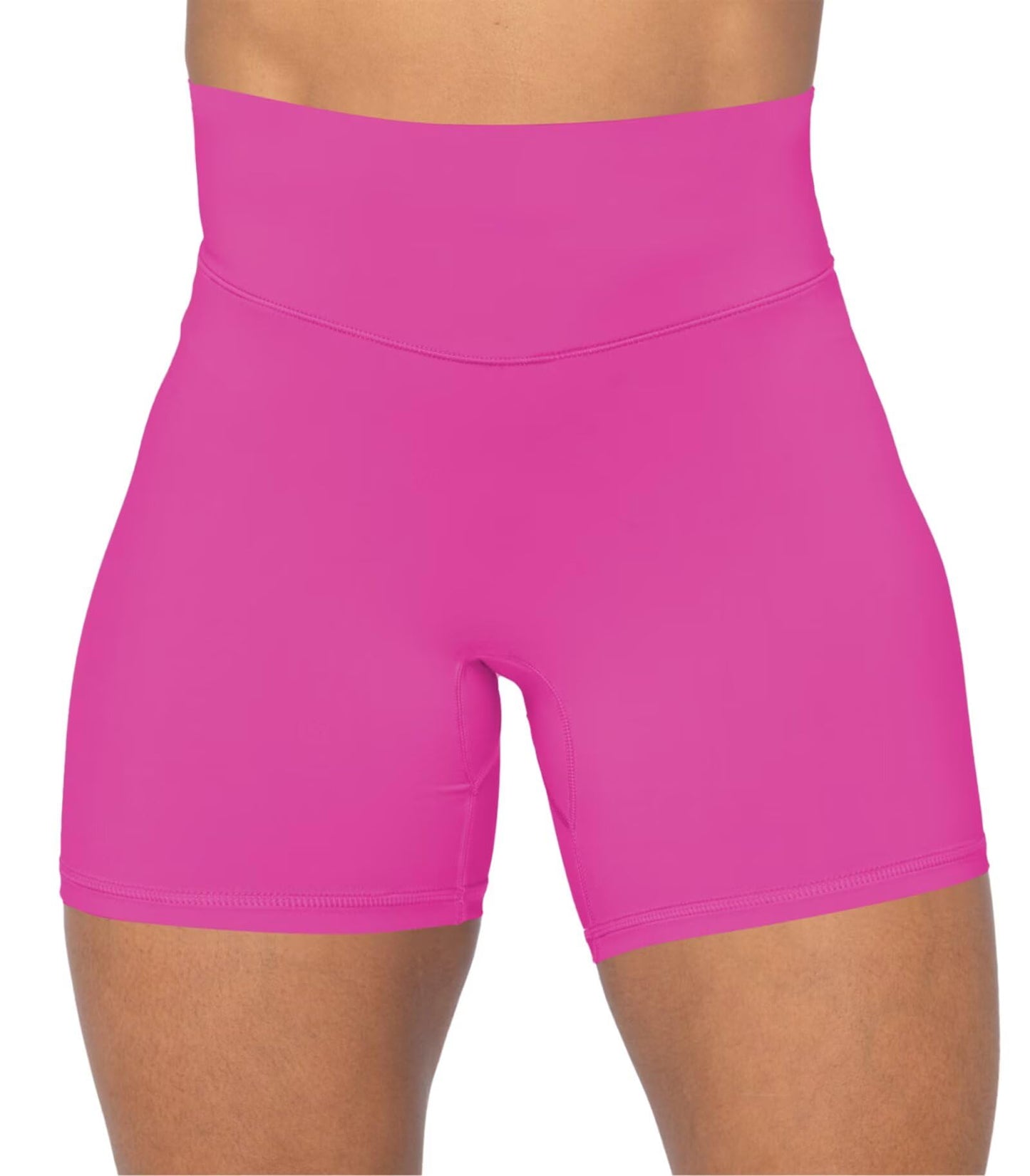 Sunzel Women's Biker Shorts in High Waist Tummy Control with No Front Seam 5" Hot Pink X-Small