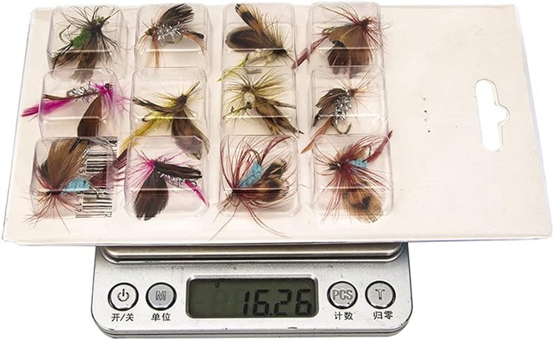 Fly Fishing Lure Kit - 12Pcs Assorted Wet & Dry Baits for Bass & Trout | Sharpened Hooks Included