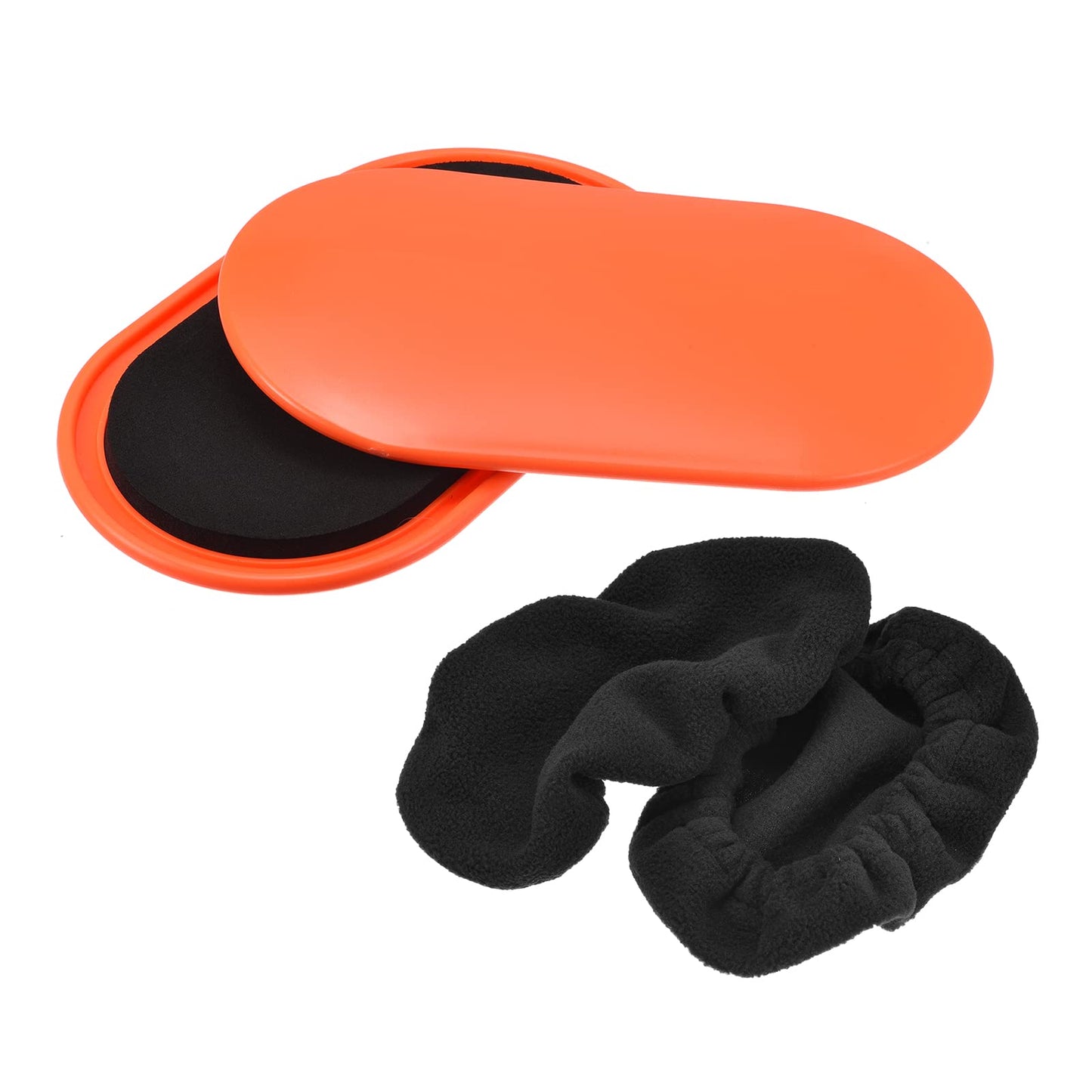 uxcell Exercise Core Sliders, Oval Glider Discs with Feet Covers, Dual Sided Usage in Home Gym for Full Body Workout, Orange