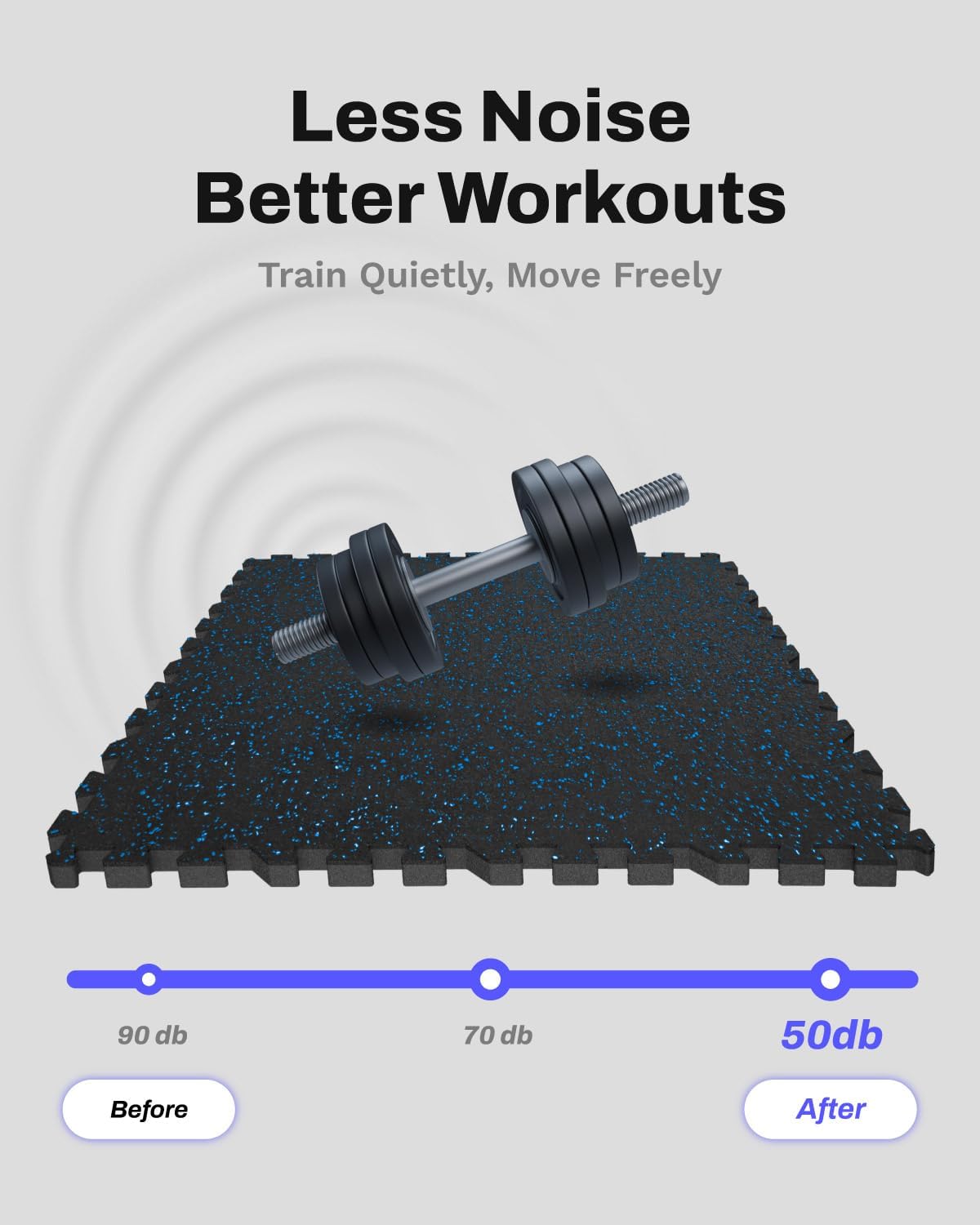 AIRHOP Exercise Mats - 0.79in Thick Interlocking Rubber Tiles | 72 Sq Ft Home Gym Flooring in Black & Blue