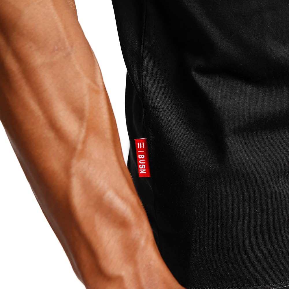 BVSN Casual Short Sleeve Crew Neck Classic Wicking Breathable Fitness Muscle Athletic T Shirts Men (US, Alpha, Large, Regular, Black)