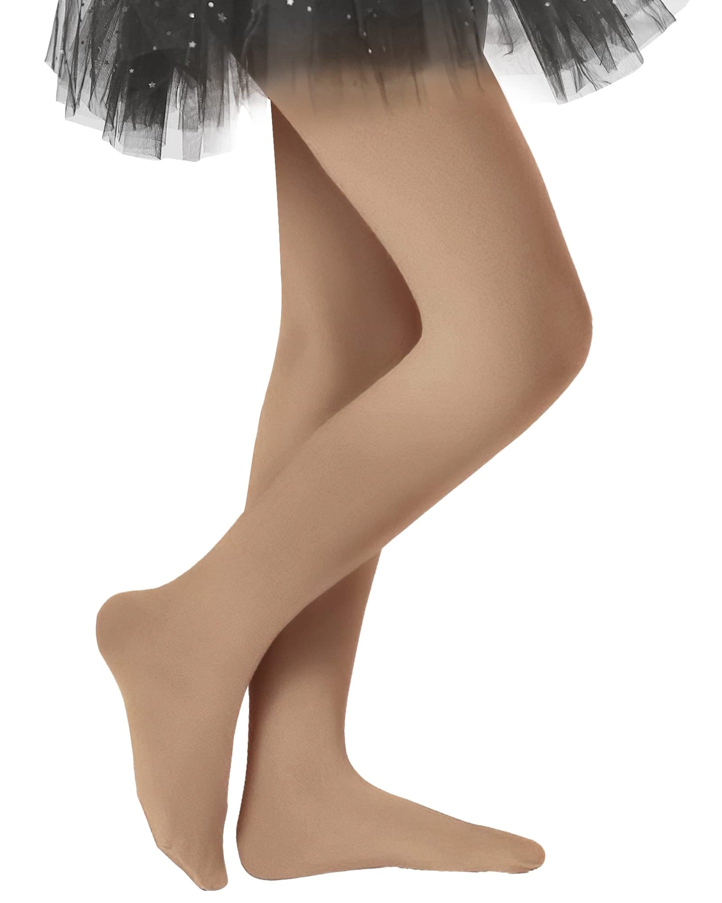 Stelle Girls Ballet Dance Tights Footed Toddler Kid,Tan,6-8 Years