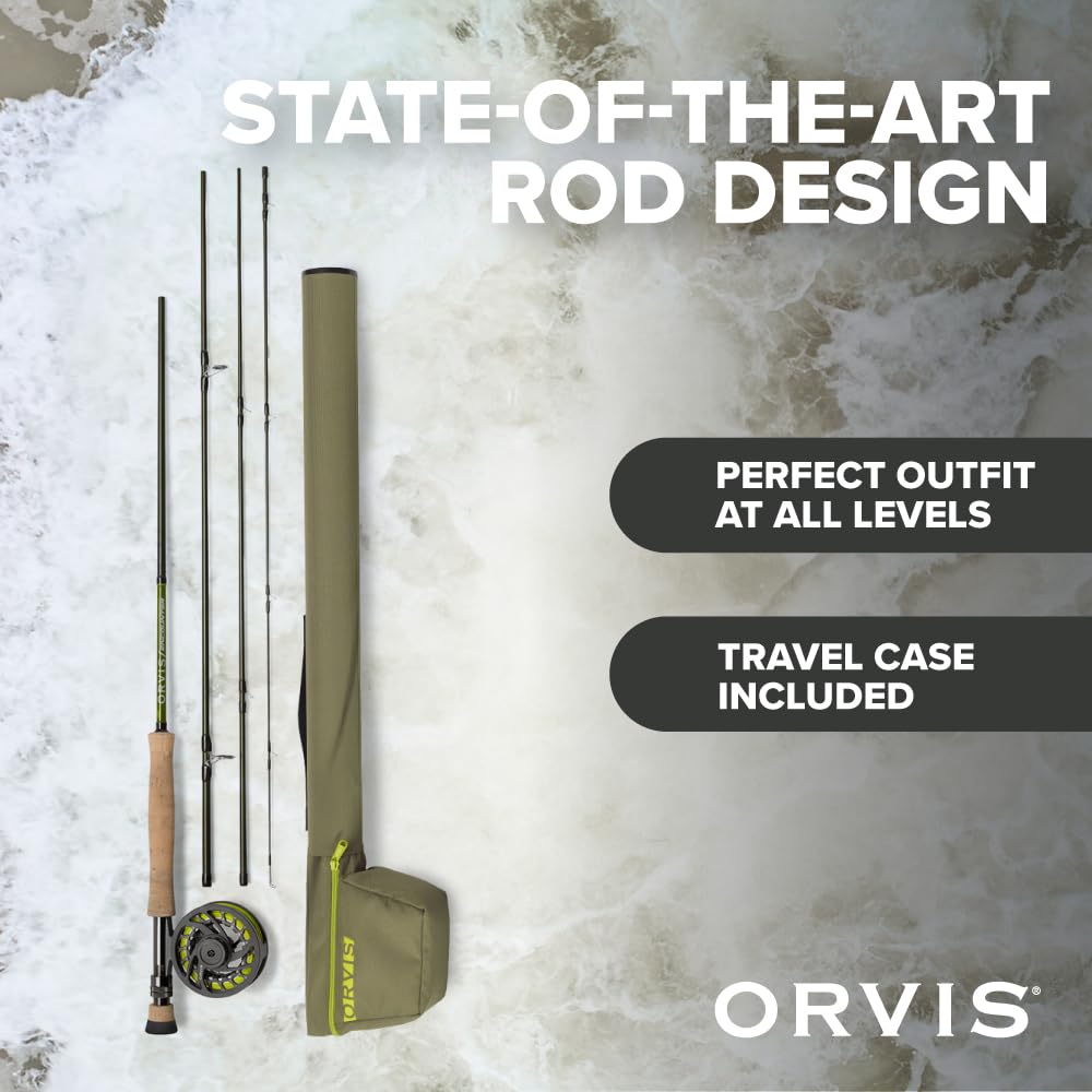 Orvis Encounter Fly Rod Outfit - 4Pc Fishing Rod and Reel Combo with Smooth Performance, Complete with Reel, Line, Backing, & Leader for Young Anglers, Olive - (9'5-wt)
