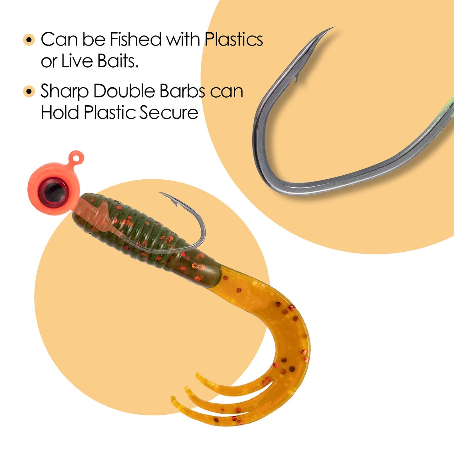 Dr.Fish 10 Pack Crappie Jig Freshwater Fishing Jig Head Crappie Fishing Bass Trout Panfish Bluegill Hook Lure Sickle Hook 1/16oz White