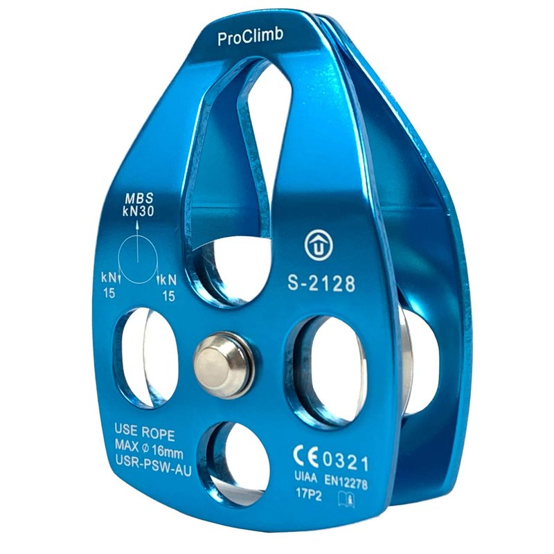 ProClimb 30kN Large Aluminum Rope Swivel Pulley - Single/Double Sheave, CE/UIAA Certified -Aluminum Pulley/Rope Pulley/Climbing Pulley- Aluminum Hardware